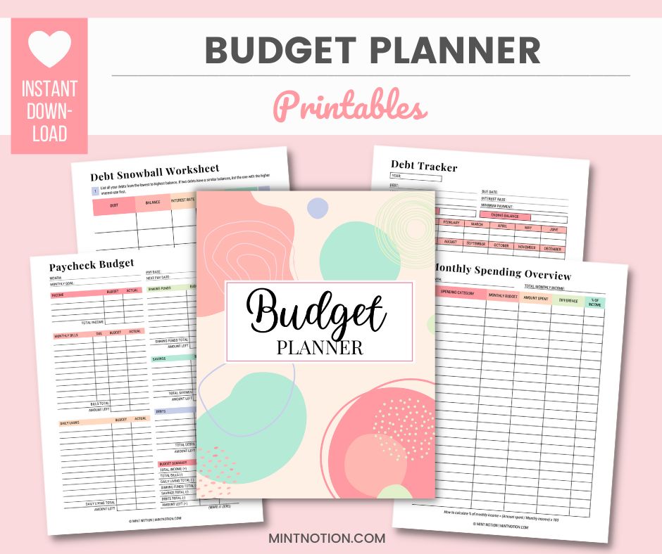 Budget Planner (Printable) – Mint Notion Shop