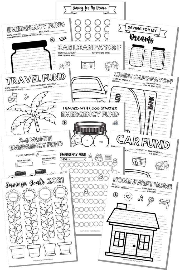 10 Savings And Debt Payoff Coloring Pages Mint Notion