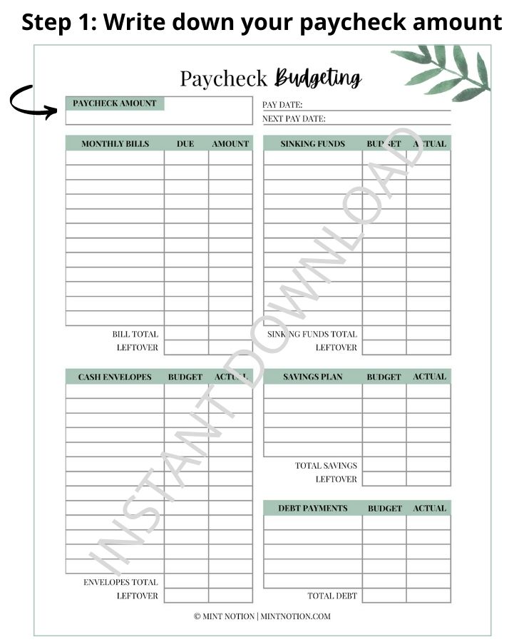 How to Budget When You Live Paycheck to Paycheck Mint Notion